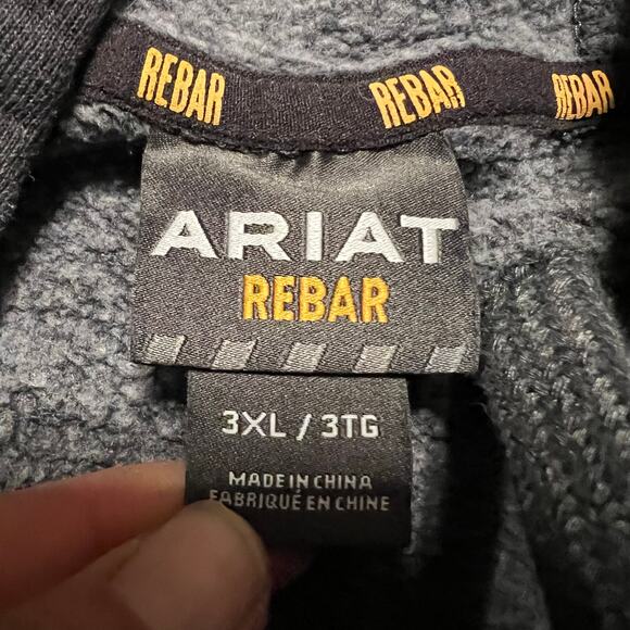 Ariat Rebar Hoodie Mens 3XL Sweatshirt Gray Work - Picture 7 of 7